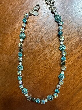 Sorrelli Aqua and Iridescent Crystal Floral Necklace